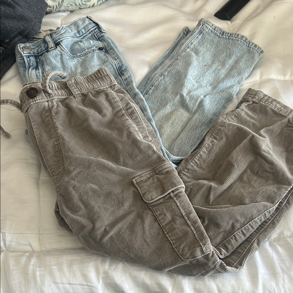 Abercrombie Kids Gray Baggy Pants & Loose Fit Jeans - 7/8